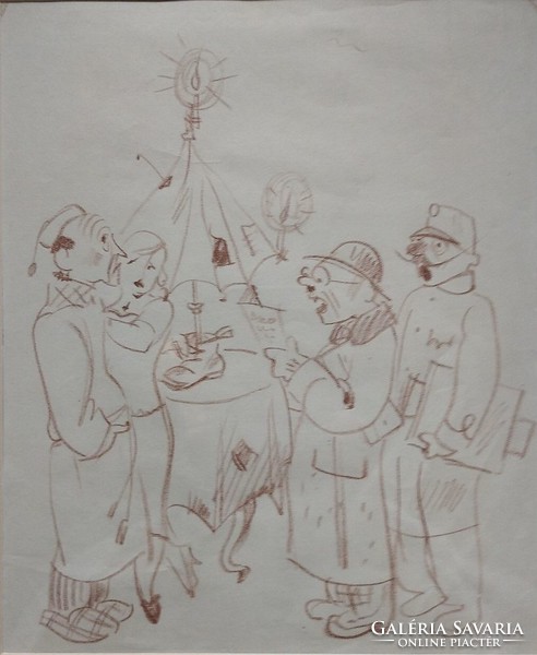 Végh Gusztáv: Szomorú Karácsony (Végrehajtók) - egyedi grafika 1932-ből