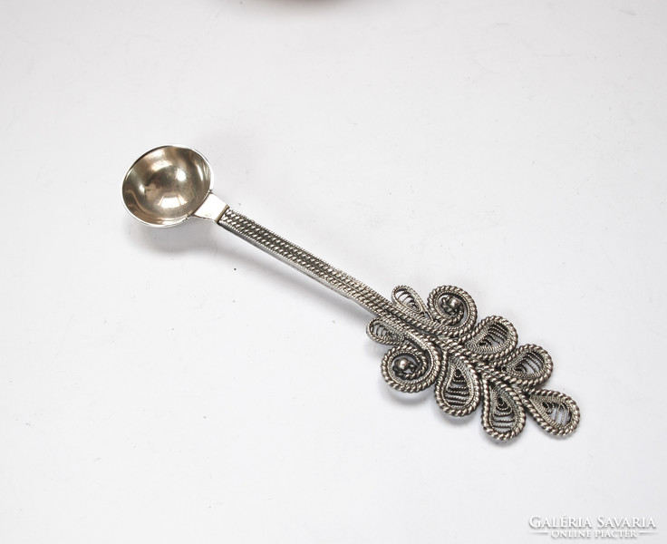 Silver-plated, filigree Soviet caviar spoon.