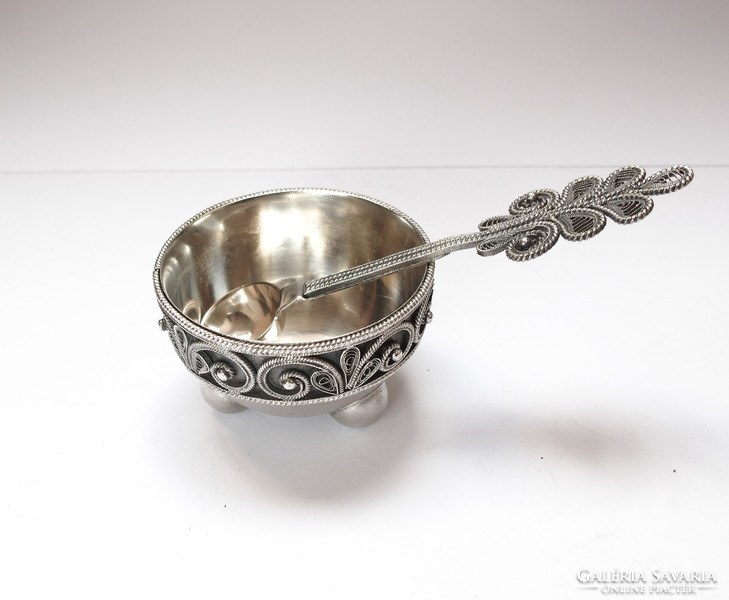 Silver-plated, filigree Soviet caviar spoon.