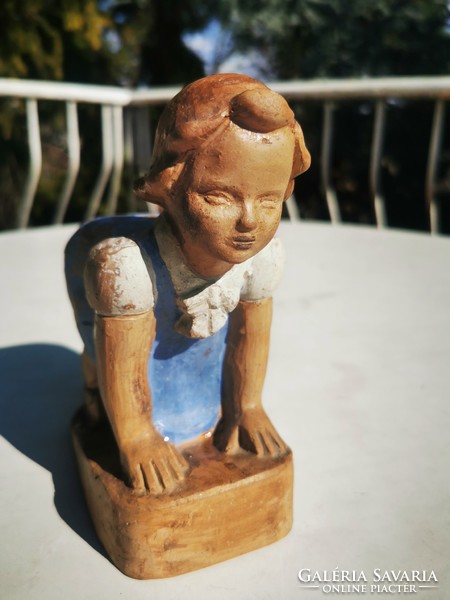 Little girl climbing, art deco mason mary pottery