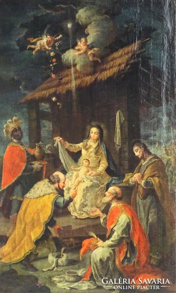 1H893 Jézus születése fa ikon 19 cm