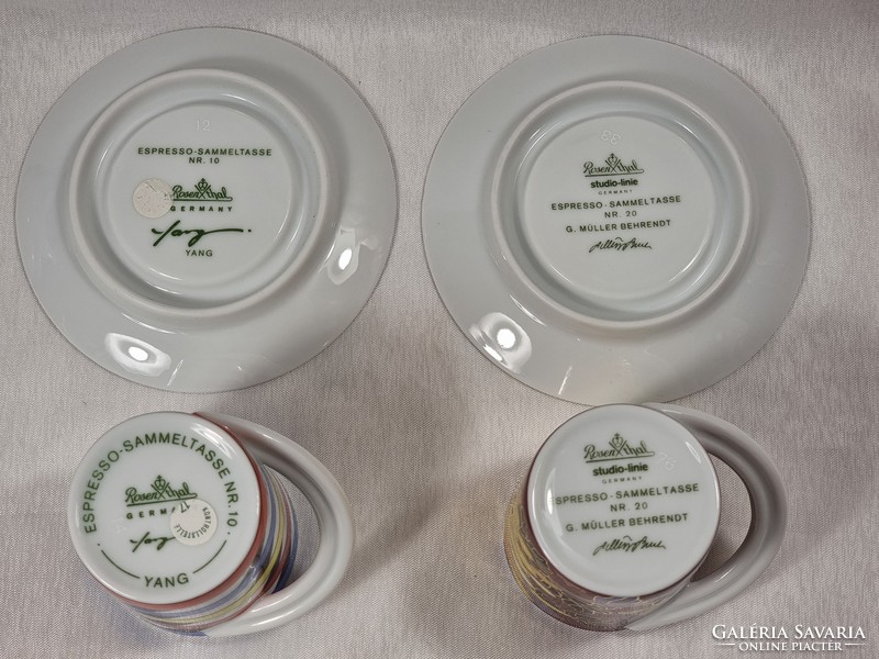 2 pcs rosenthal collection espresso-sammeltasse (yang nr.10 / G.Müller.Behrendt nr.20) Cup set