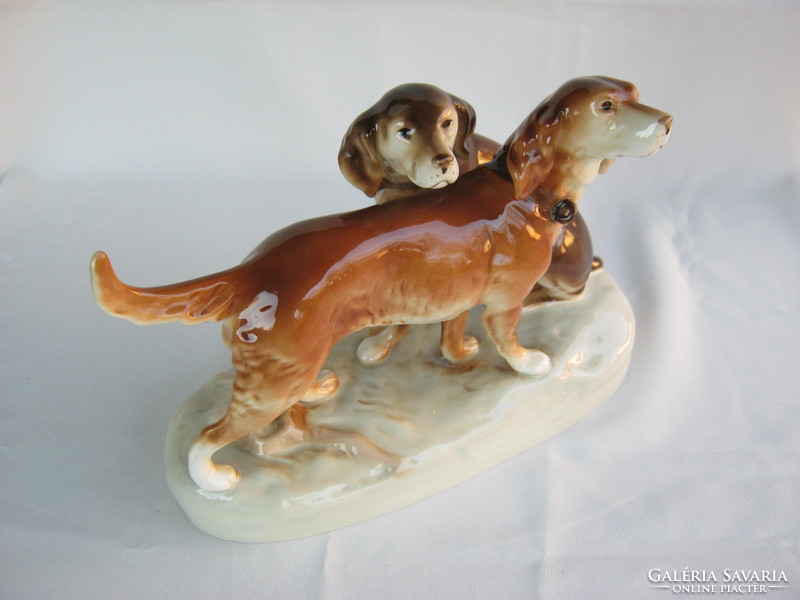 Royal dux large size porcelain dog couple