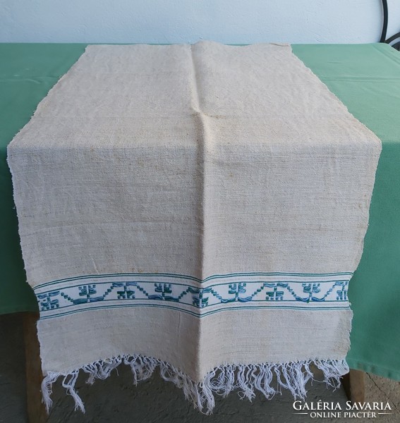 Beautiful blue patterned linen towel nostalgia piece village peasant decoration