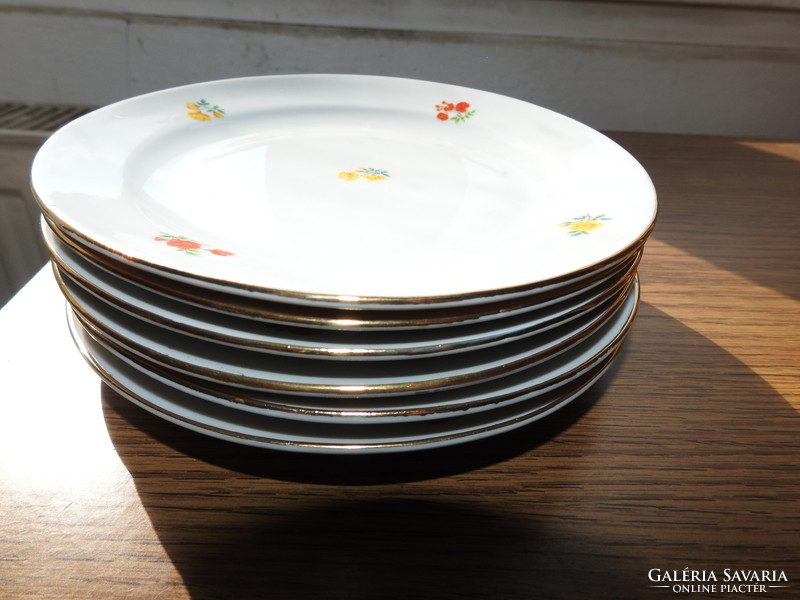 Old zsolnay flower pattern cake plate set of 6 pieces