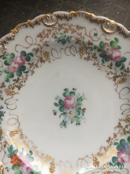 Antik, Biedermeier Elbogen tányér, 1839. Plusz ajándék tányértartó!