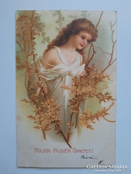Antik levelezőlap, képeslap, húsvéti üdvözlőlap, 1901