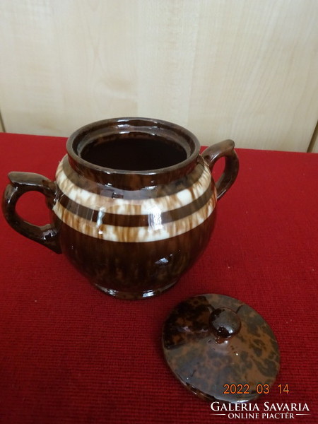 Luxembourg glazed pottery, antique sugar bowl, height 11 cm. He has! Jókai.