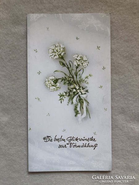 Régi postatiszta kinyitható virágos képeslap - Házassági Gratuláció