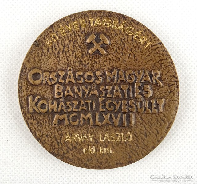 1H917 Soltz Vilmos bányász bronzplakett díszdobozban 1967