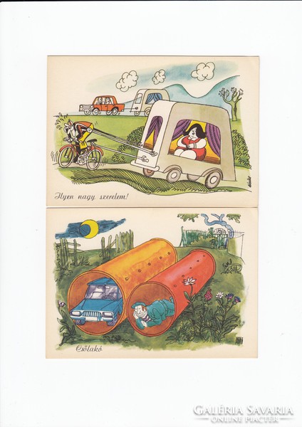 Traffic cartoons postcard in a clean 18-piece holder in its own foldable paper holder