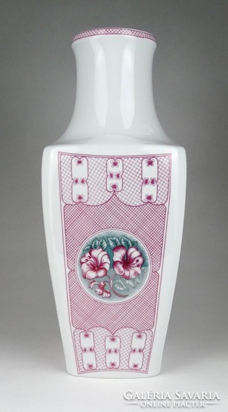 1H680 Nagyméretű rózsaszín Hollóházi porcelán váza 37 cm