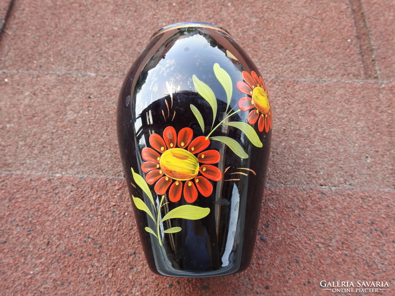 Moser _ kézzel festett mélykék váza