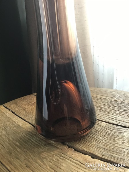 Régi Murano kristály füst színű üveg váza