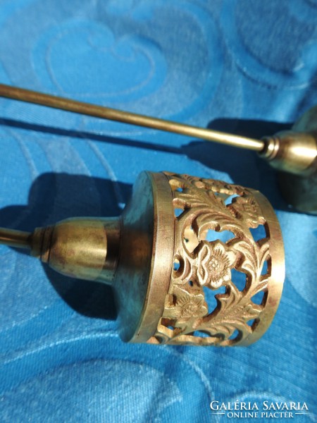 Eclectic copper double branch candlestick