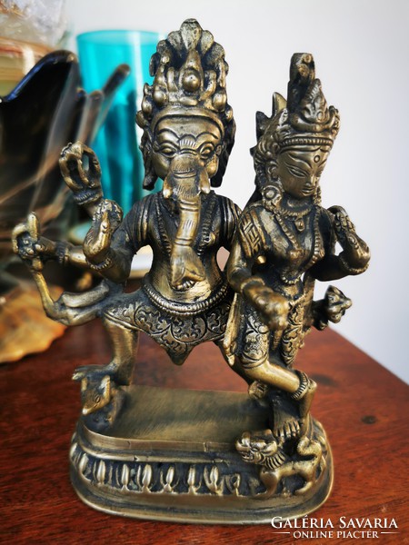 Ganesha with an Indian goddess