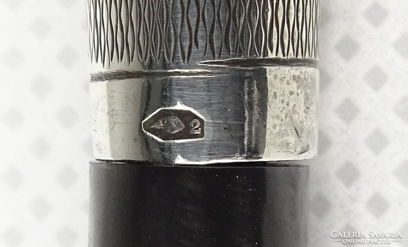 1H694 Régi jelzett ezüst fejes szipka 8.7 cm
