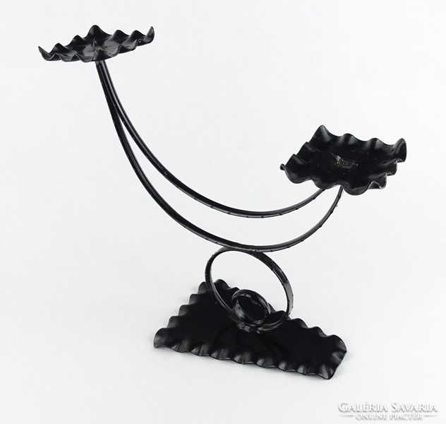 1H969 old two-position rooster shape wrought iron candle holder