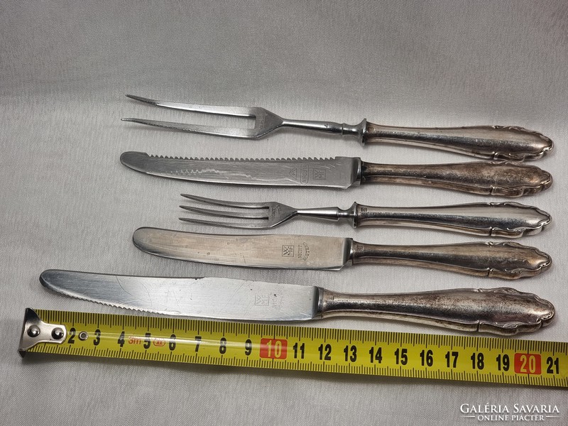 5 pcs rare neo-baroque style, wmf 90 silver-plated cutlery, set of items.