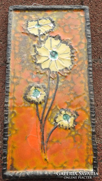 Kerámia falikép - fali kerámiakép : Virágok