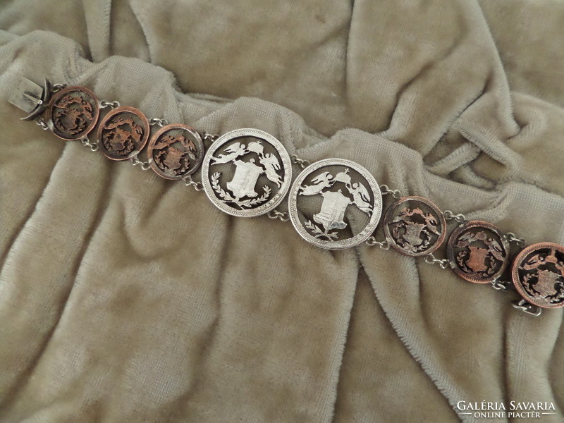 Antique silver money bracelet