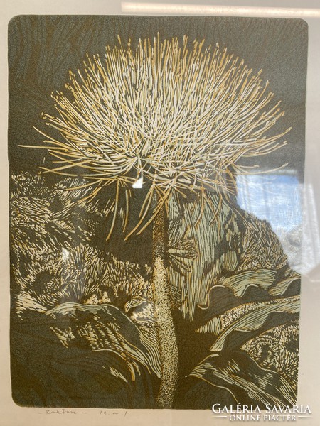 Linómetszet-papír Kép " Kaktusz" Címmel