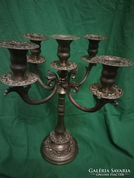 Fabulous meticulously crafted Art Nouveau 5-prong solid copper candle holder