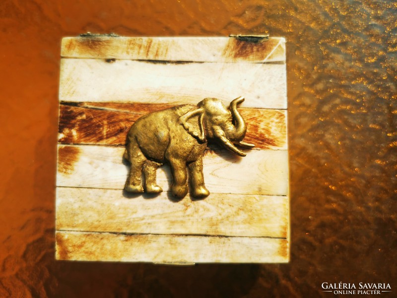 Bone box with copper elephant