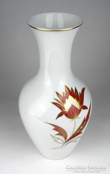 1H725 Régi nagyméretű aranyozott virágdíszes Unterweissbach porcelán váza 26.5 cm