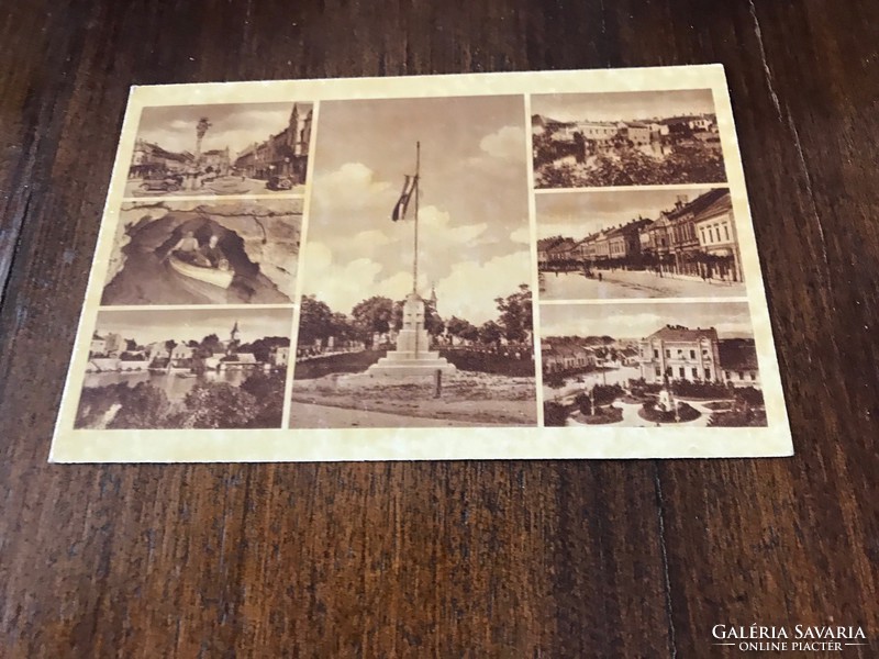 Details of Tapolca. Old black and white postcard. Post office clean.