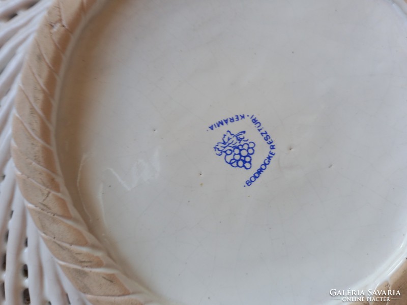 Bodrogkeresztúr ceramic bowl, wall bowl with folk motif