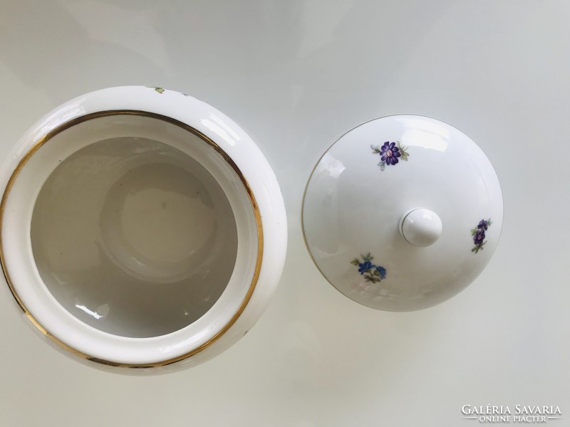 Hollóházi porcelán cukortartó, 11,5 cm átmérő