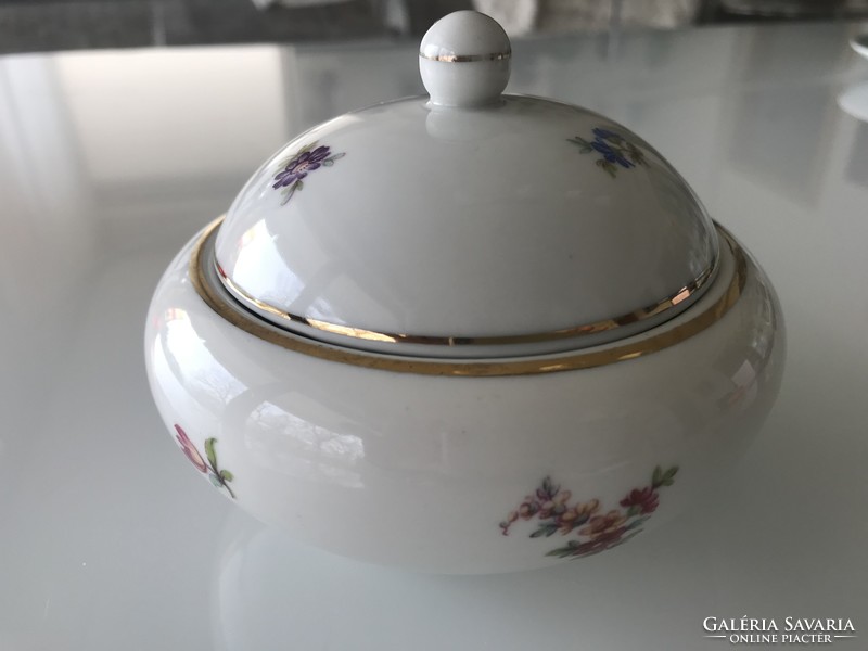 Hollóház porcelain sugar bowl, diameter 11.5 cm