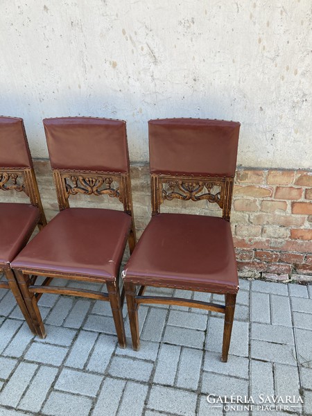 Six Art Nouveau chairs.