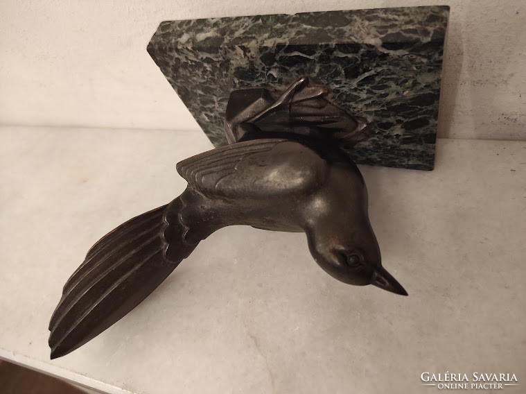 Antique Art Nouveau Art Nouveau Art Nuovo Spy Bird Statue Sparrow on Marble Base 885 5238