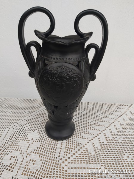 Gyönyörű fekete kerámia  váza nosztalgia Gyűjtői Falusi paraszti
