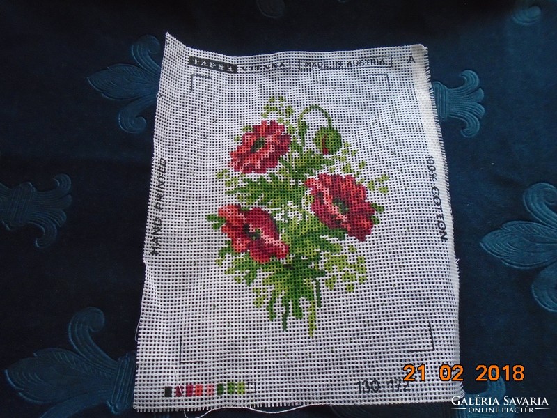 Sew-on tapex vienna handmade tapestry poppy pattern 20x15cm