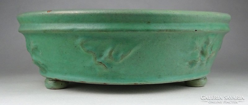 1H838 antique art deco green ceramic bowl