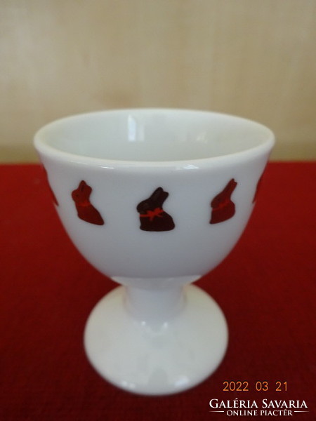 Swiss lindt chocolate porcelain egg holder decorated with a golden bunny. He has! Jókai.