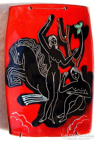 Scene with nudes and horses, 1963 - ceramic wall decoration, numbered 499/290