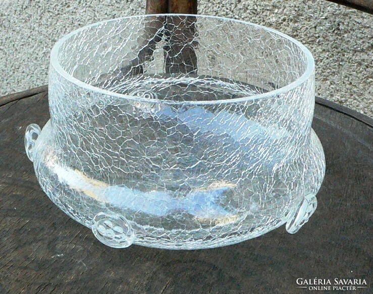 Jan Havelka fátyolüveg repesztett üveg asztalközép