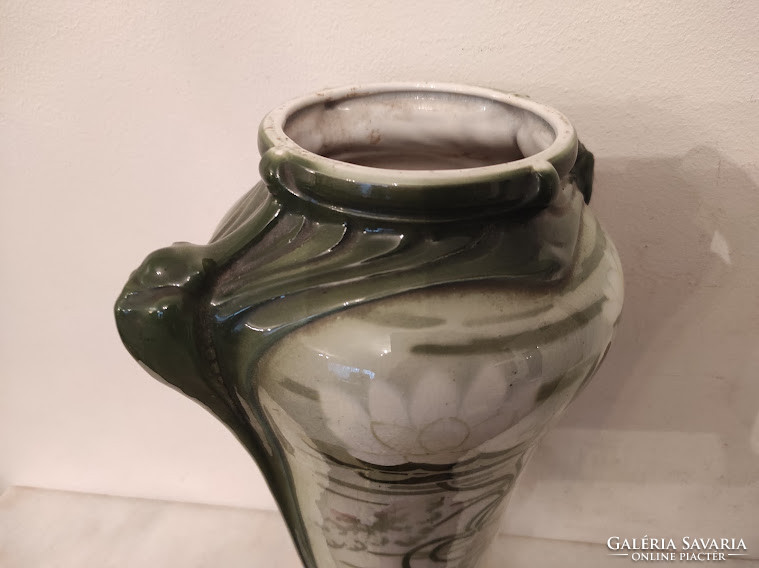 Antique Art Nouveau Art Nouveau Majolica Porcelain Vase Bottom Corner Hairline 915 5288