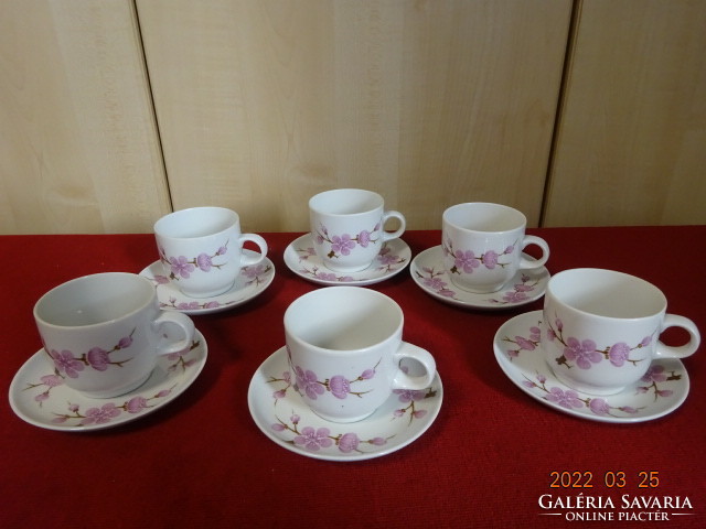 Lowland porcelain six-person, pink floral coffee set, 12 pieces. He has! Jókai.