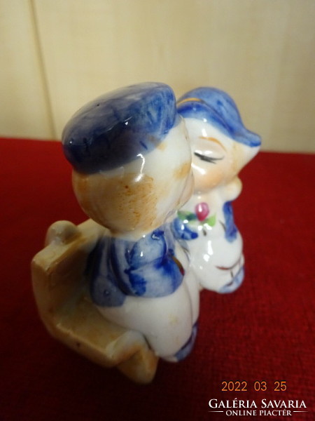 Chinese porcelain, hand-painted figurine, couple in love. He has! Jókai.