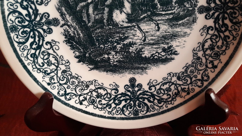 Xviii. Century equestrian military porcelain decorative plate (m2342)