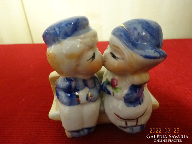 Chinese porcelain, hand-painted figurine, couple in love. He has! Jókai.