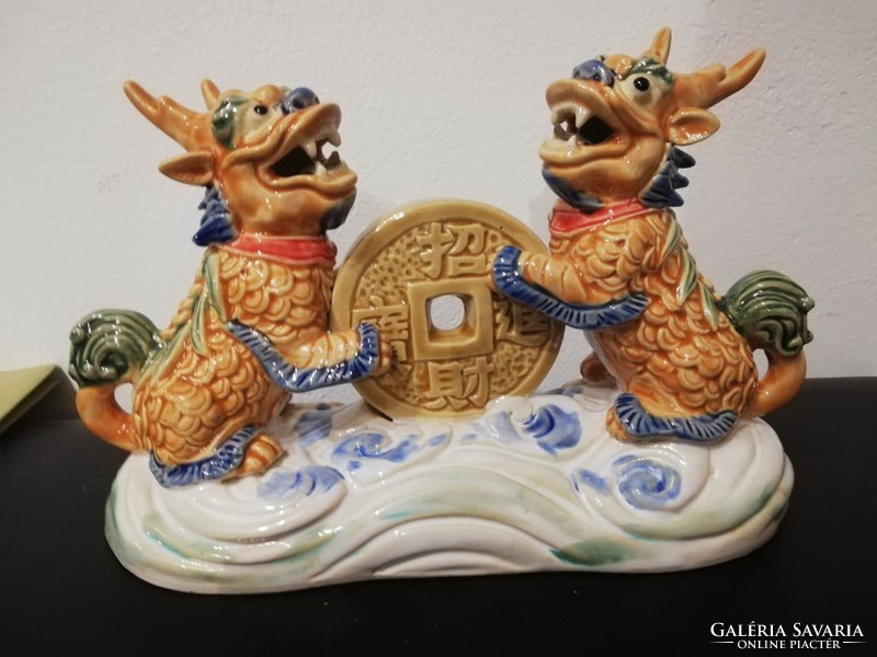 Kínai porcelán mitikus Chi Lin-ek   21 cm