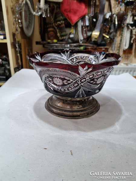 Silver plated crystal bowl