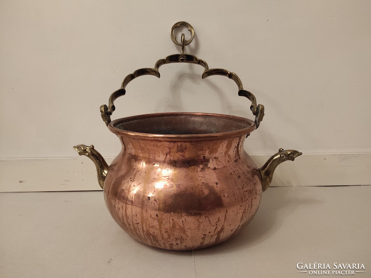 Antique large copper and cast brass pot 858 5275