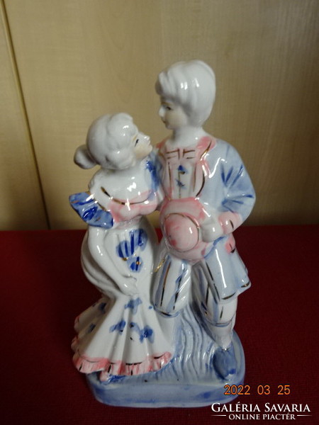 Hand-painted porcelain figurine, baroque pair, height 21 cm. He has! Jókai.